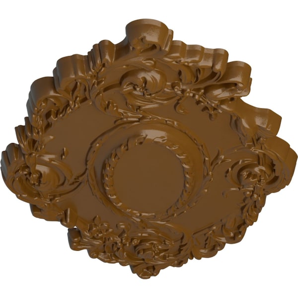 Kinsley Flowing Leaf Ceiling Medallion, Hand-Painted Smokey Topaz, 30 3/8W X 20 3/4H X 1P